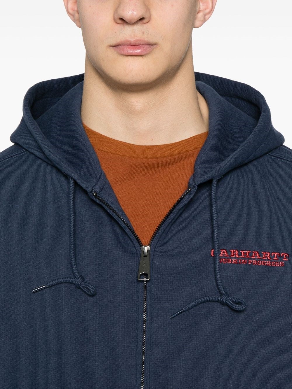 Logo cotton zipped hoodie - 5