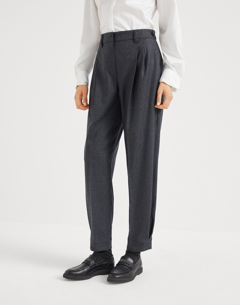 Virgin wool flannel sartorial baggy trousers 1