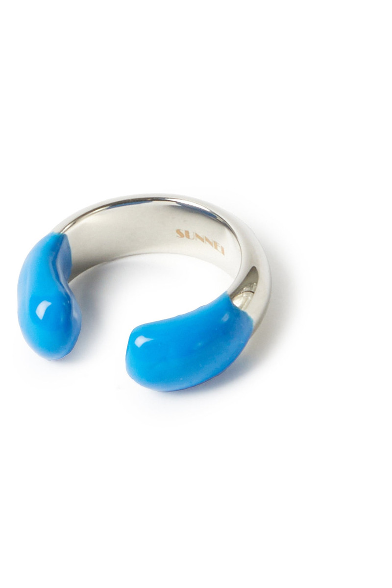 SUNNEI RUBBERIZED RING SILVER / electric blue outlook