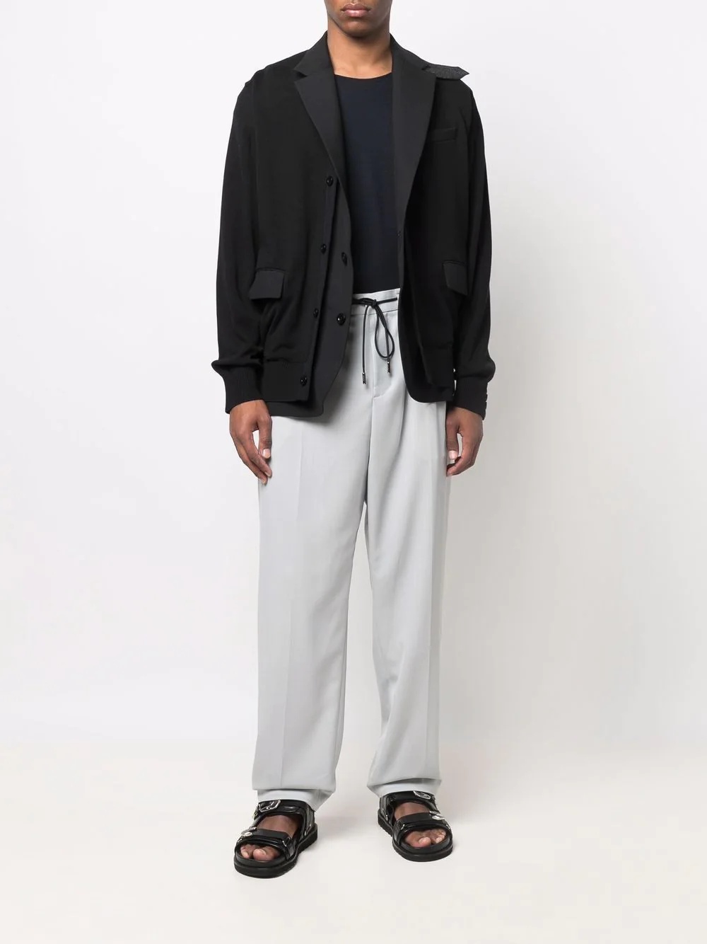 drawstring-waist straight-leg trousers - 2