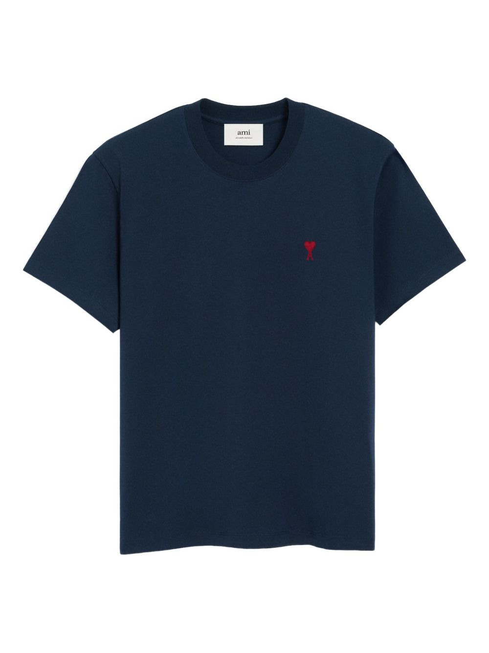 embroidered logo ribbed neck t-shirt - 1