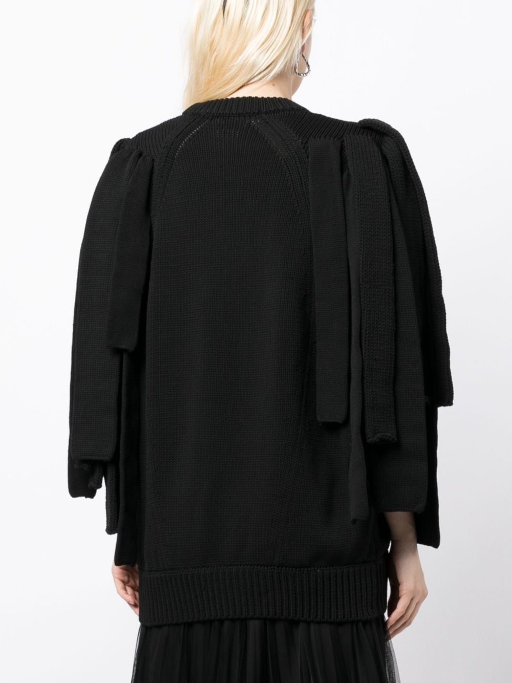 layered-sleeve chunky-knit jumper - 4