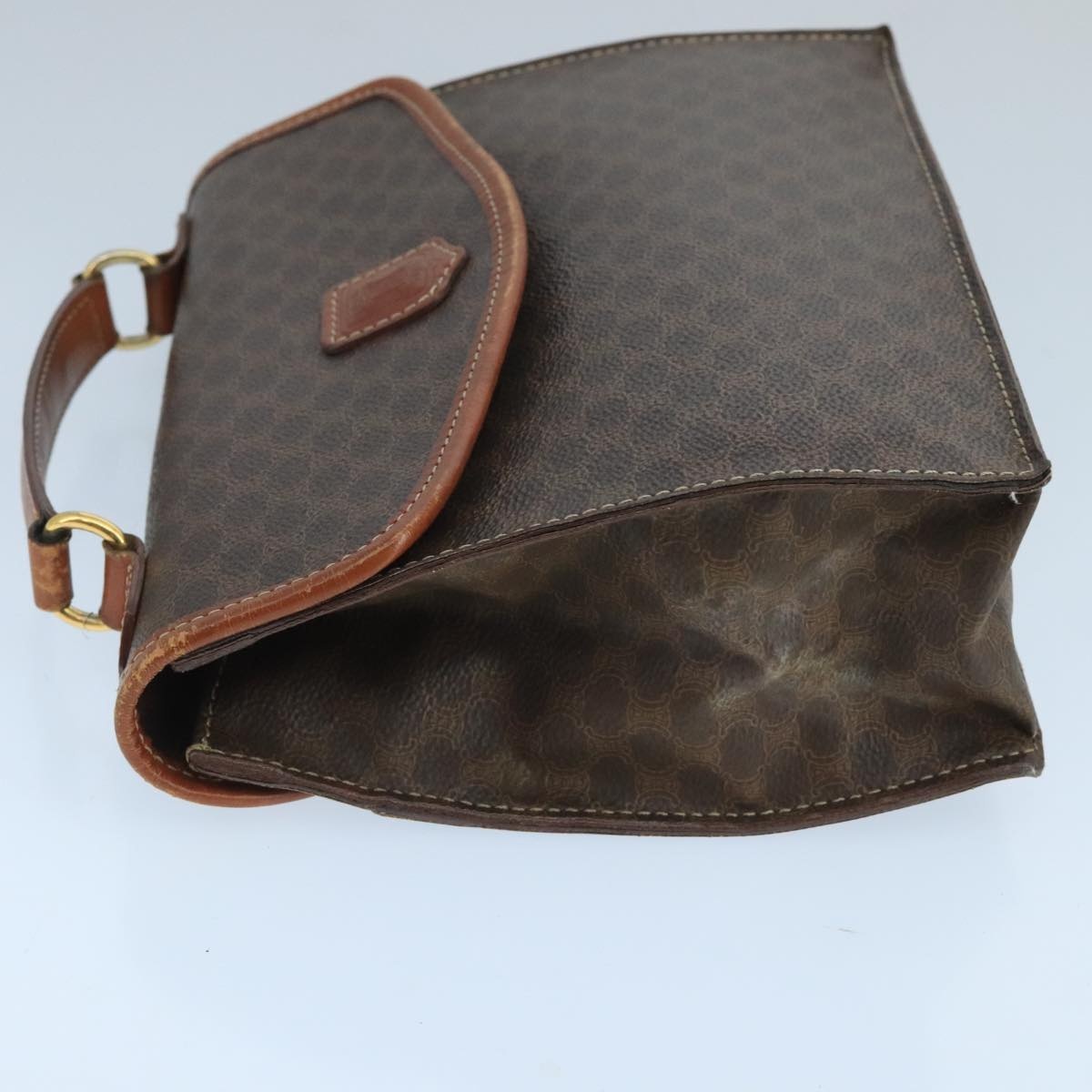 CELINE Macadam Canvas Hand Bag Pvc Leather Brown Gold - 4