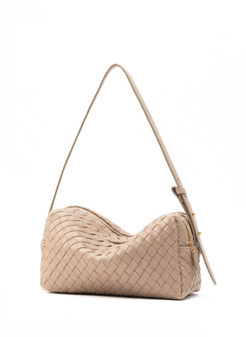 Elleme Trousse Woven Leather Taupe outlook