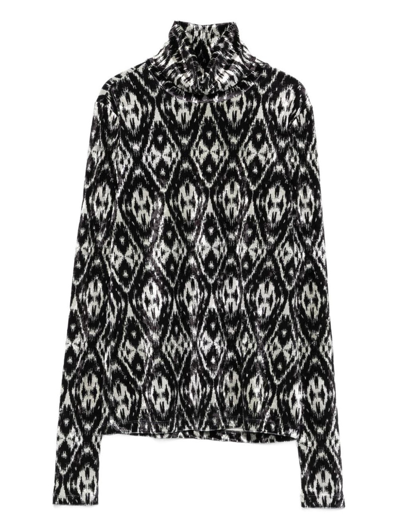 ikat-pattern turtleneck top 1