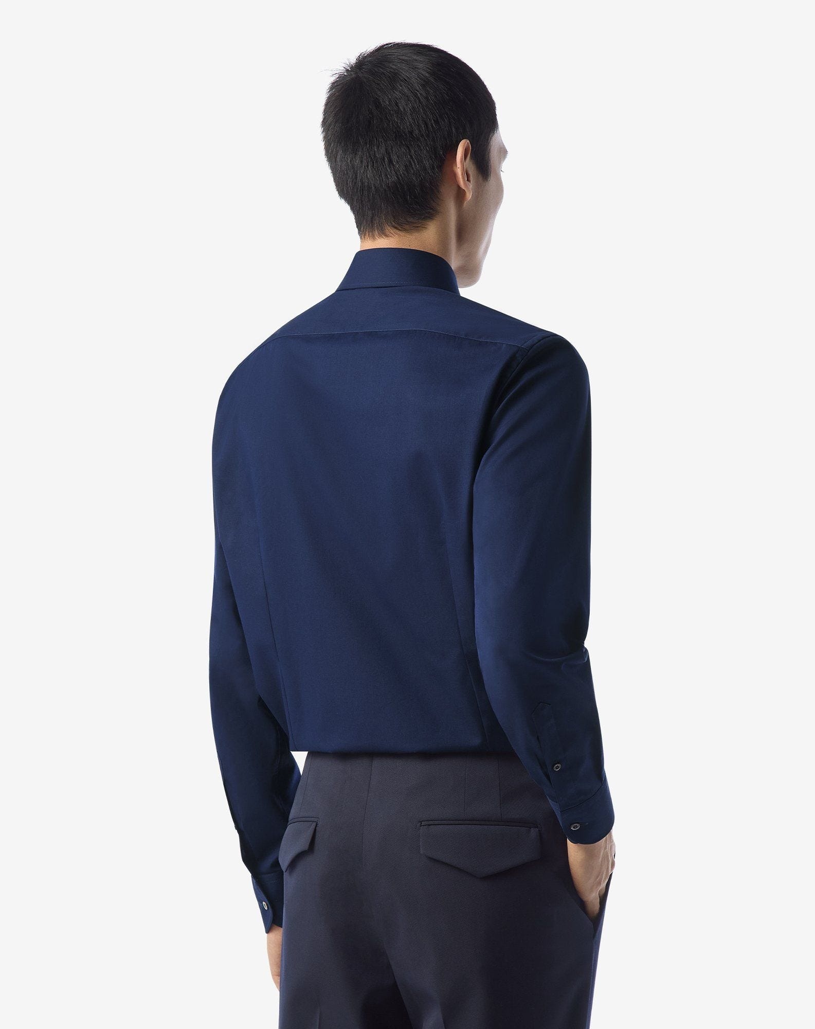Blue wrinkle-free cotton shirt - 3