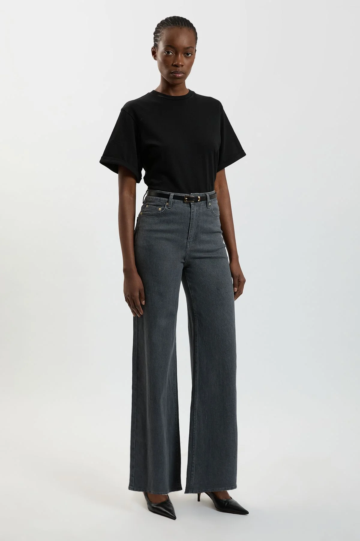 Denim High Waist Wide Leg Jean - 1
