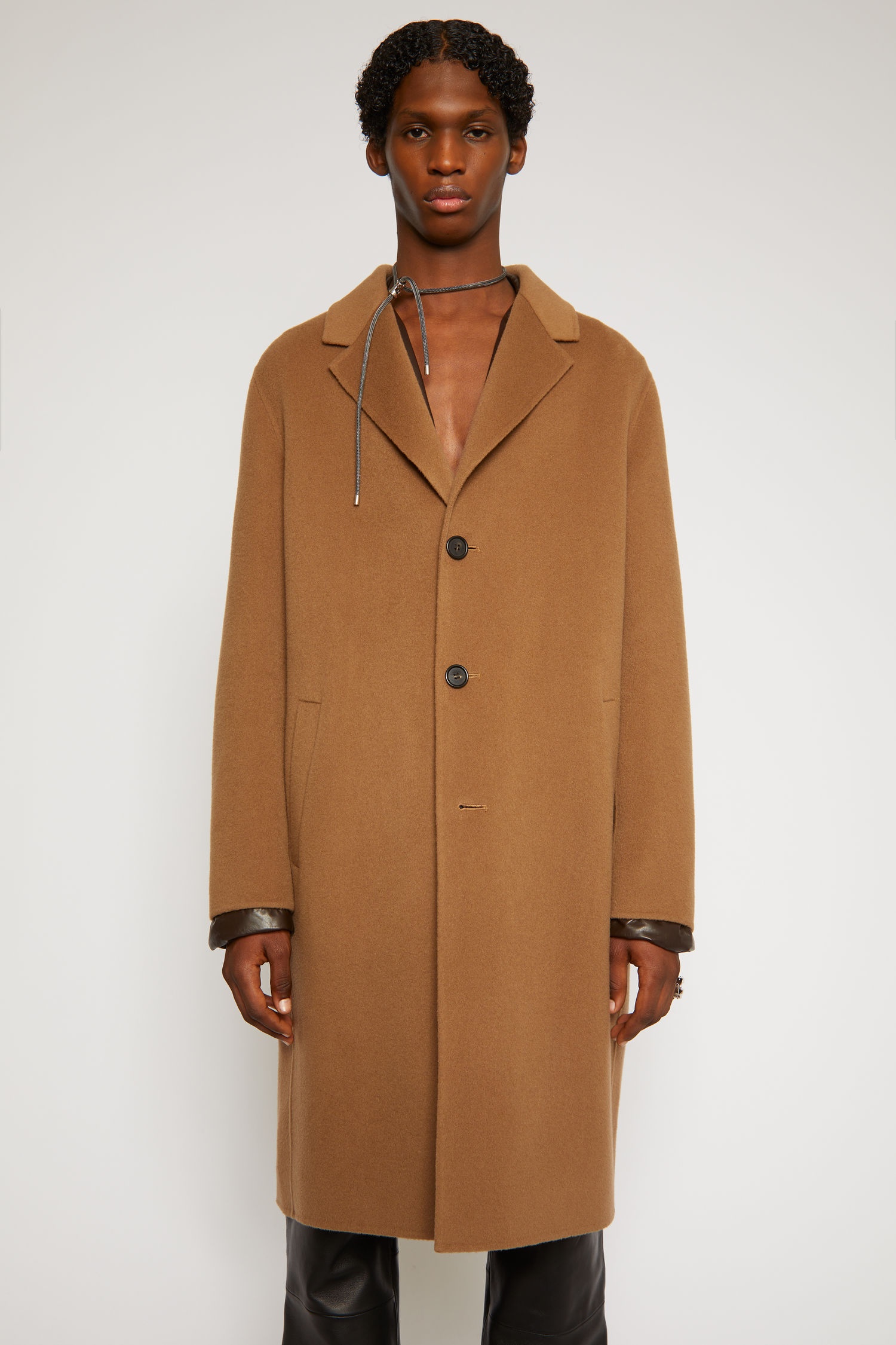 Double-faced wool coat light camel - 5