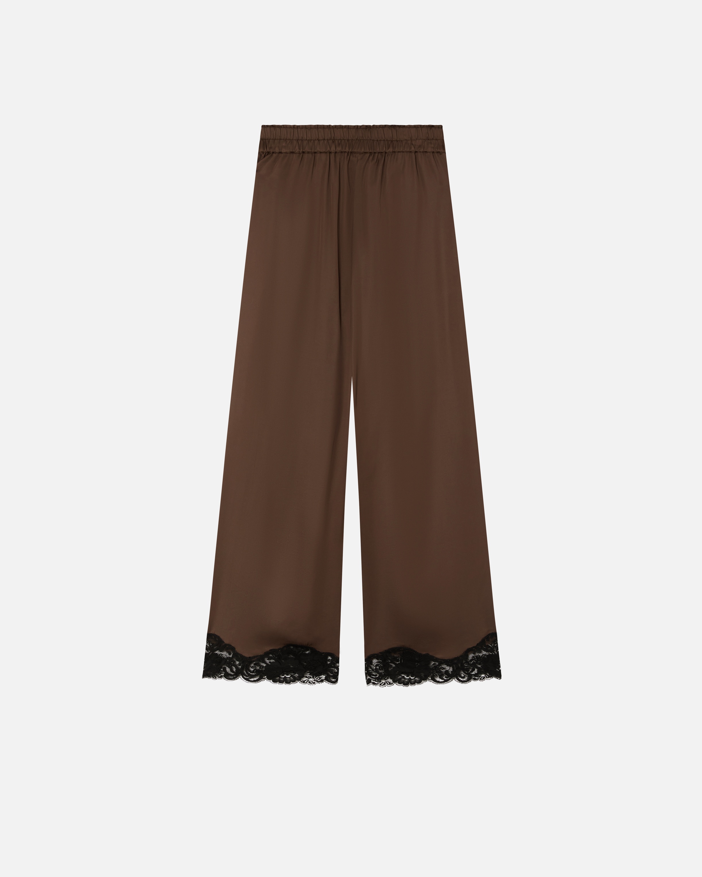 SATIN PALAZZO TROUSERS WITH LACE AT THE BOTTOM - 6