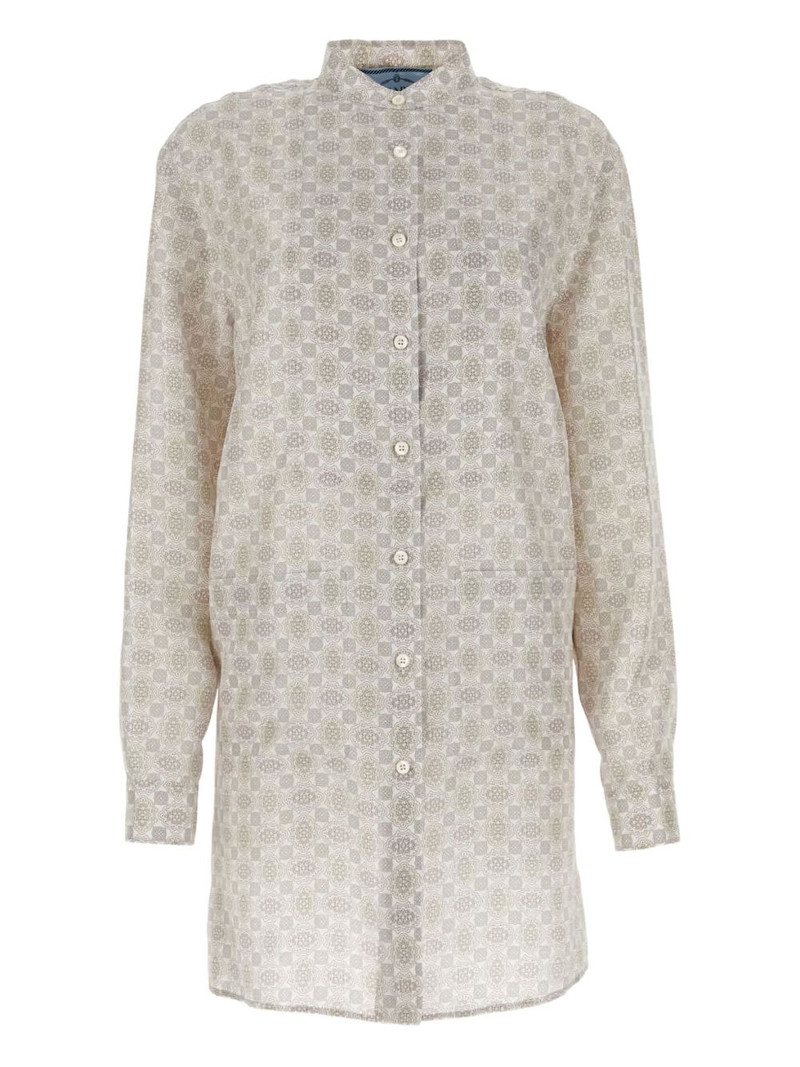 printed silk shirt dress - 1