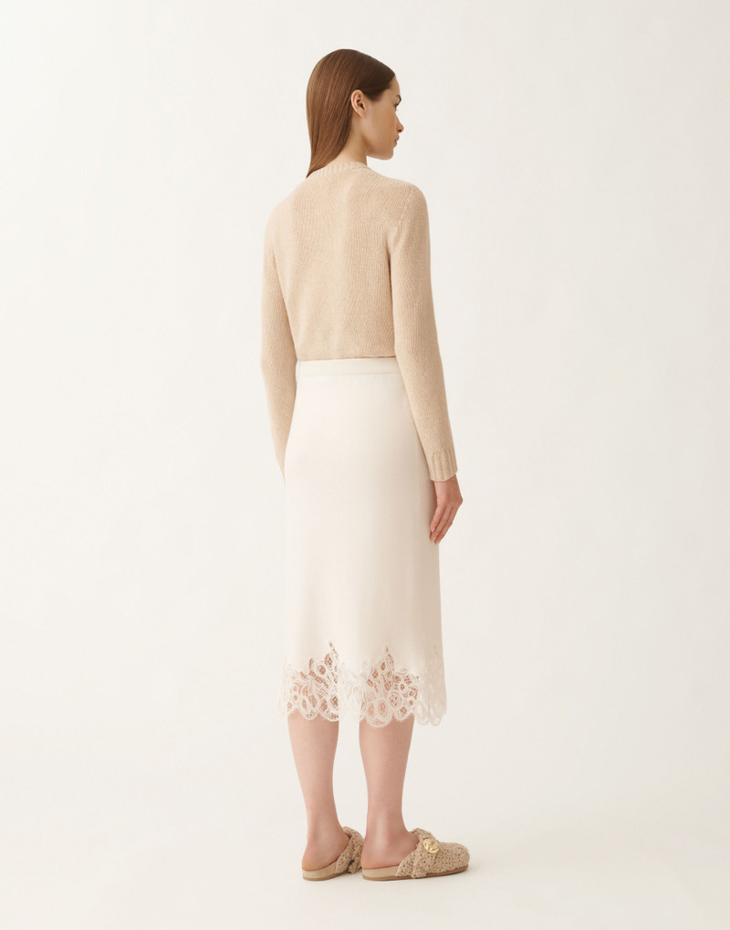 Platinum skirt with macramé lace 4