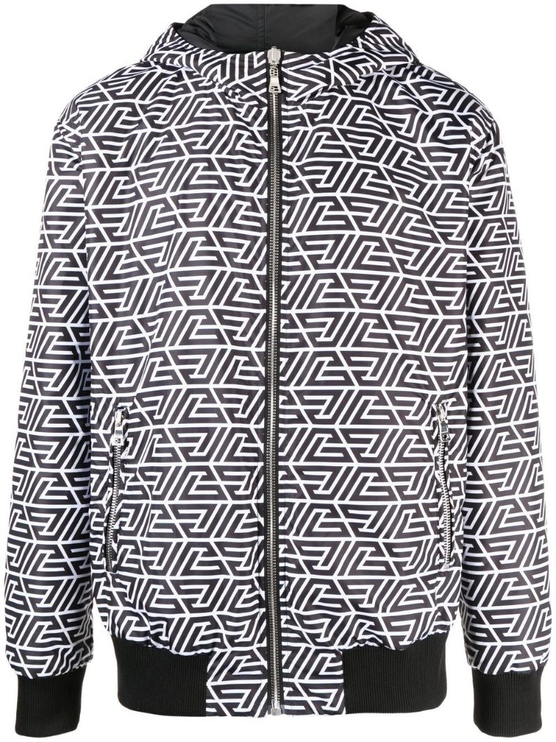 reversible monogram-print hooded jacket - 1