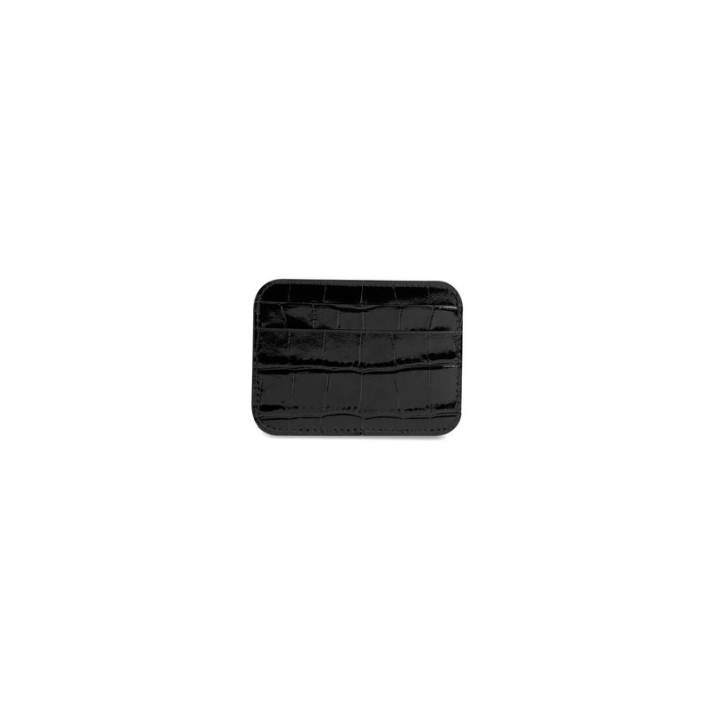 BALENCIAGA Cash Card Holder Crocodile Embossed in Black/white outlook