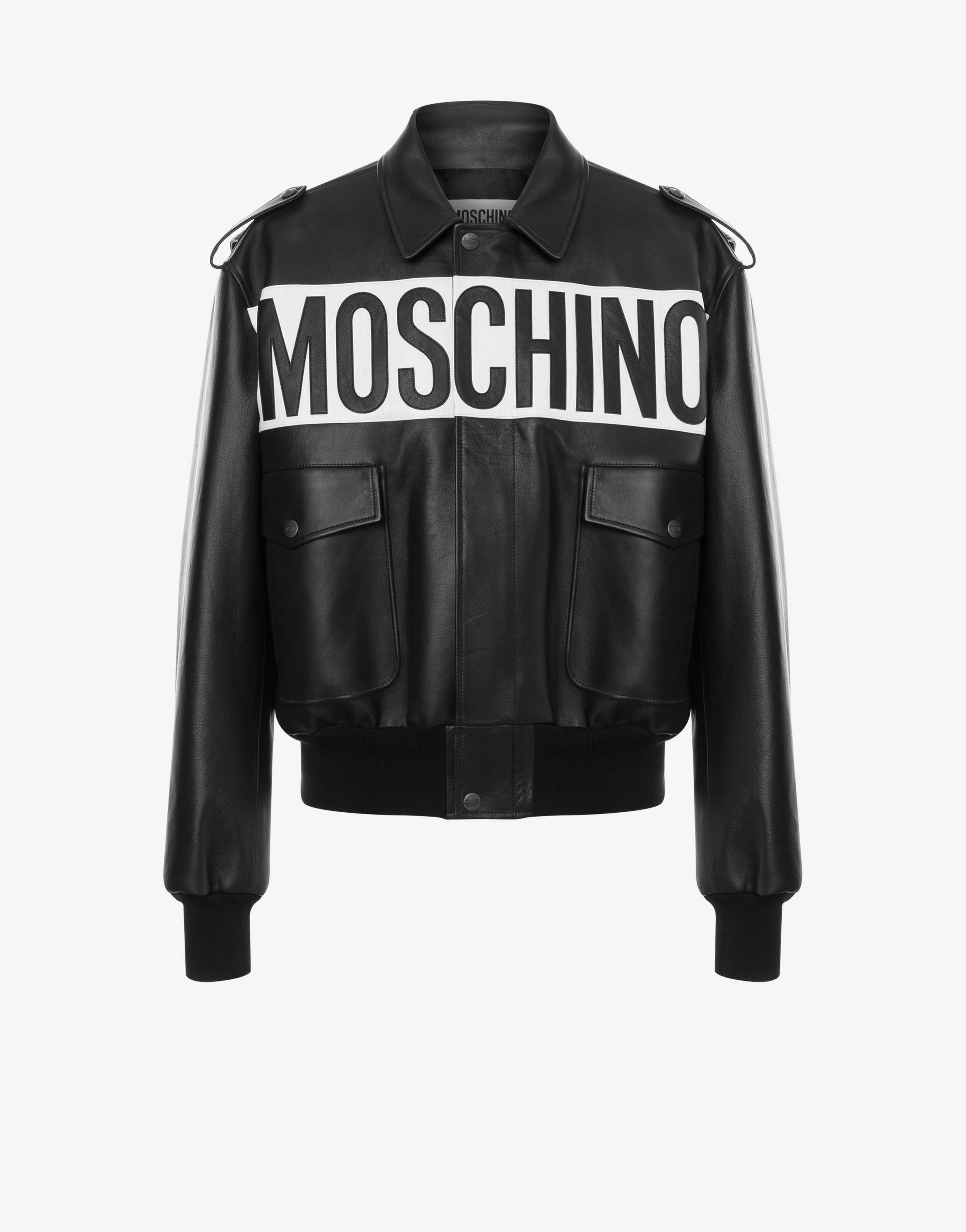 NAPPA LEATHER BOMBER WITH LOGO - 1