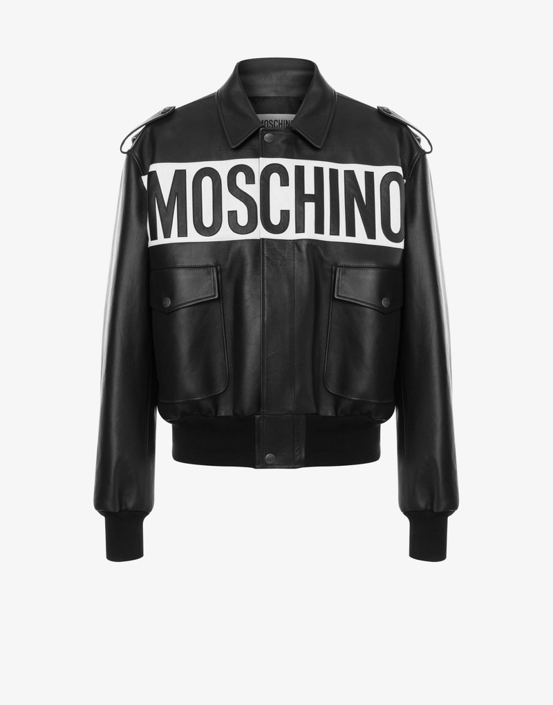 NAPPA LEATHER BOMBER WITH LOGO 1