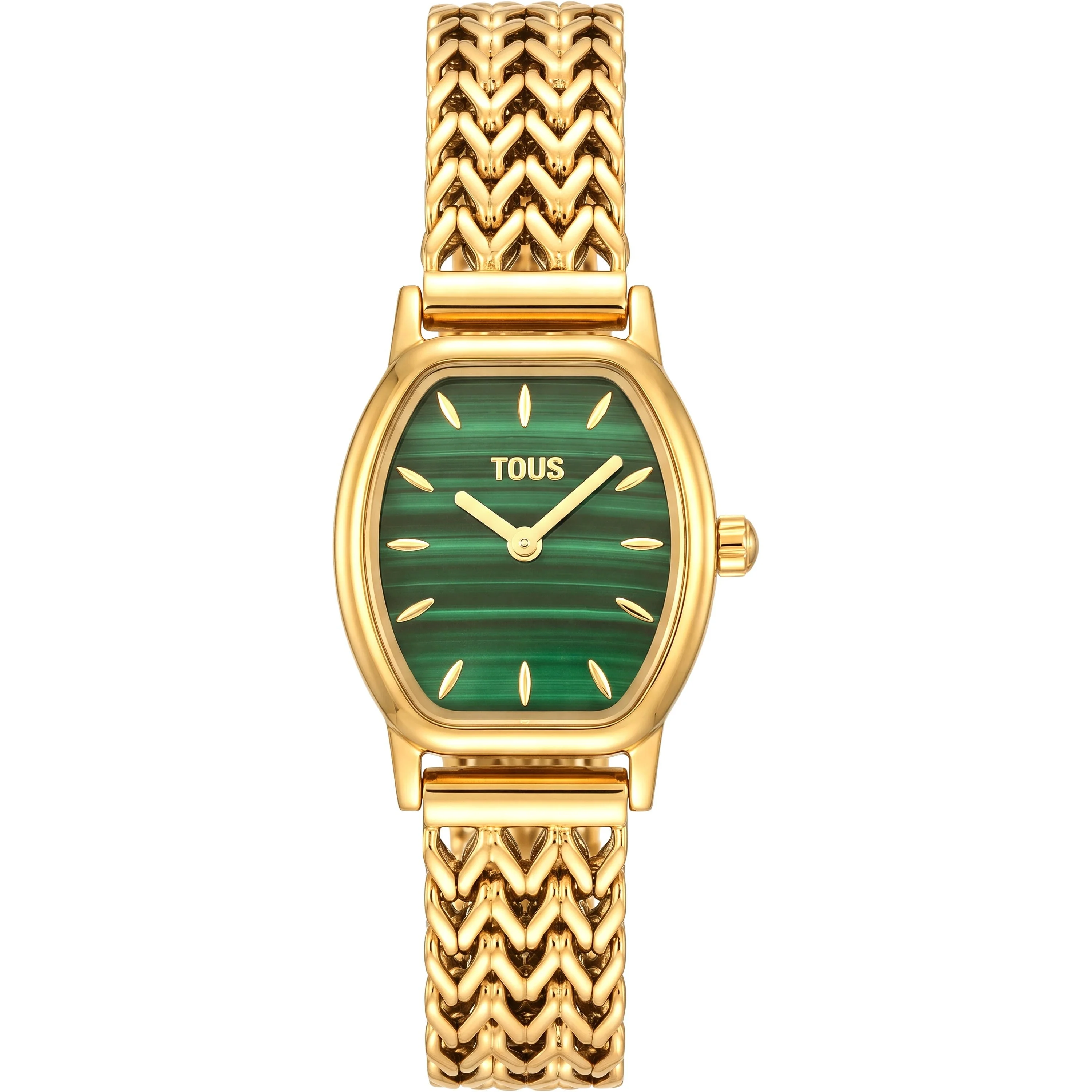 Analog watch with gold-colored steel bracelet and malachite TOUS Osier Mini - 1