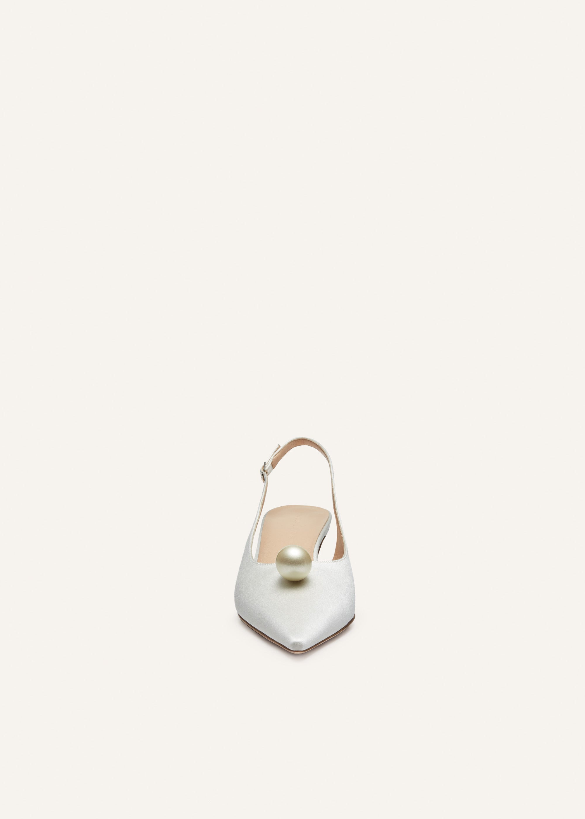 Slingback pearl kitten heels in cream satin - 3