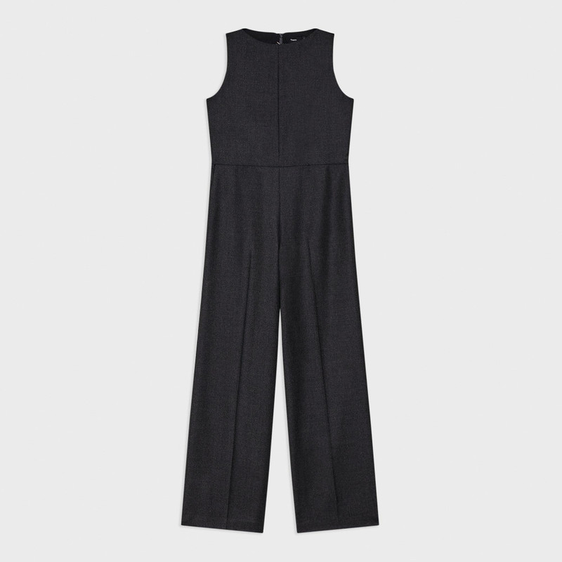 Relaxed Sleeveless Jumpsuit in Stretch Flannel - 1