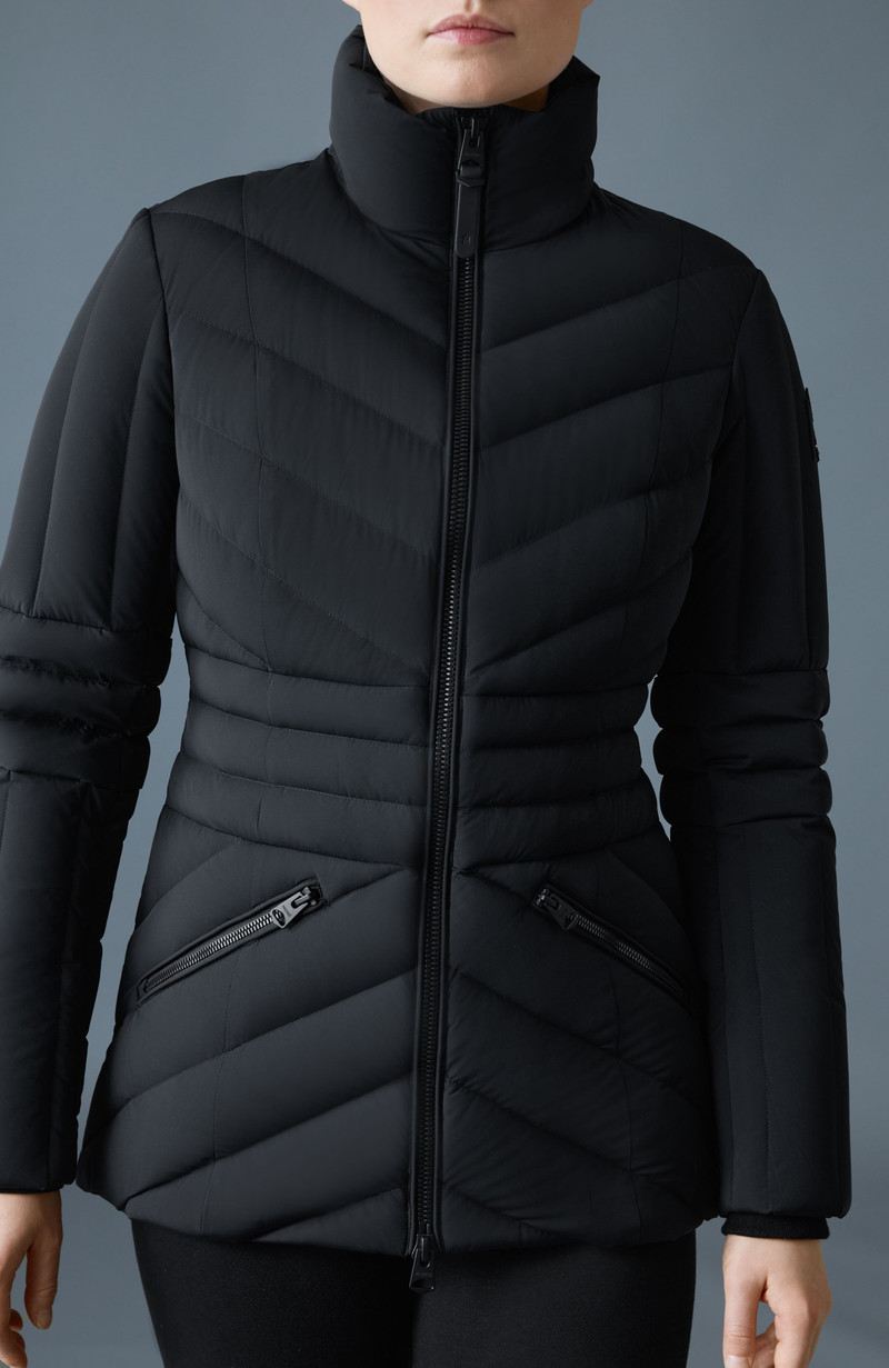 NADIA-SHZ Hooded Down Jacket With Shearling Trim 5