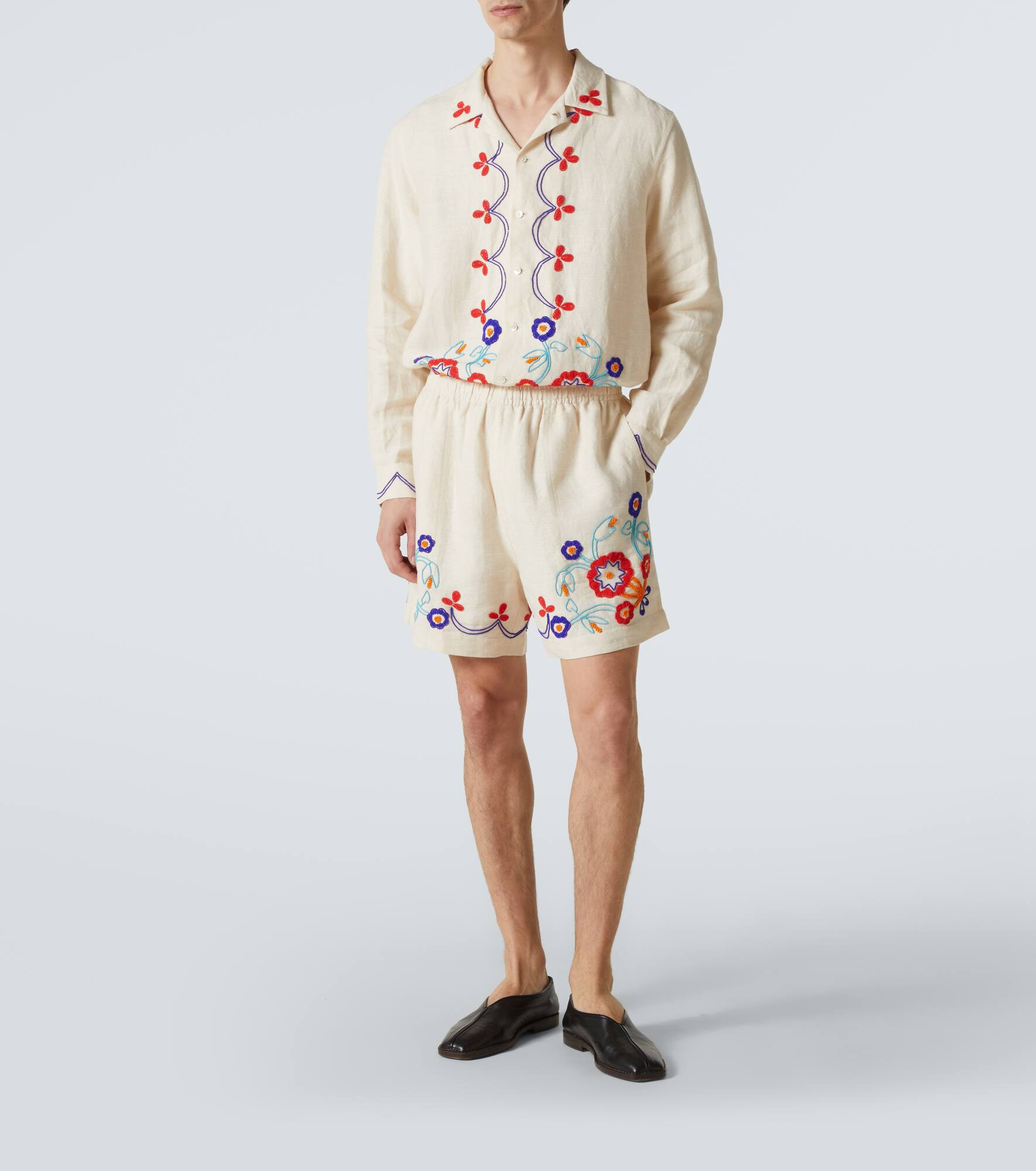 Garden Party beaded linen shorts - 2