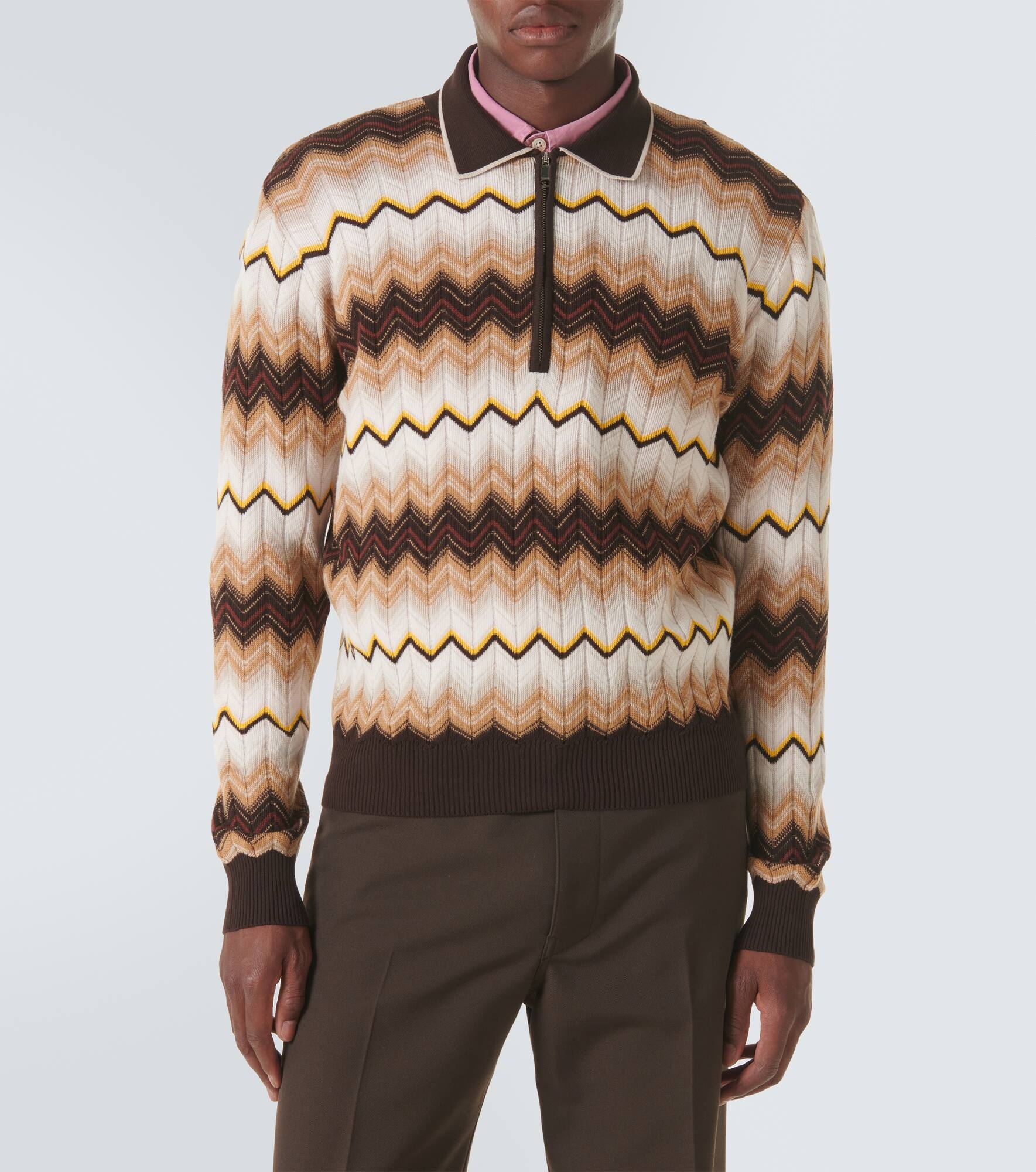 Zigzag cotton and wool half-zip sweater - 3