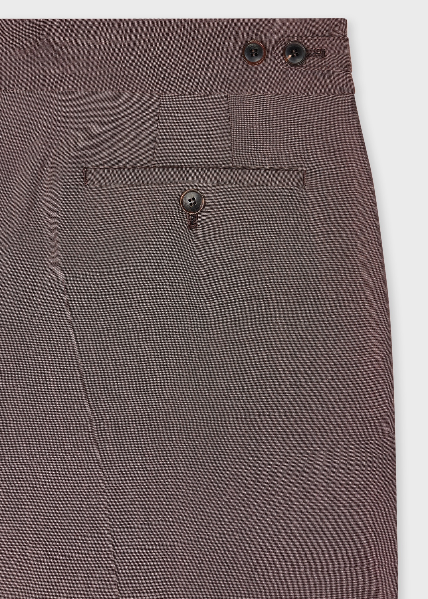 Dark Mauve Wool-Mohair Pleat Front Trousers - 2