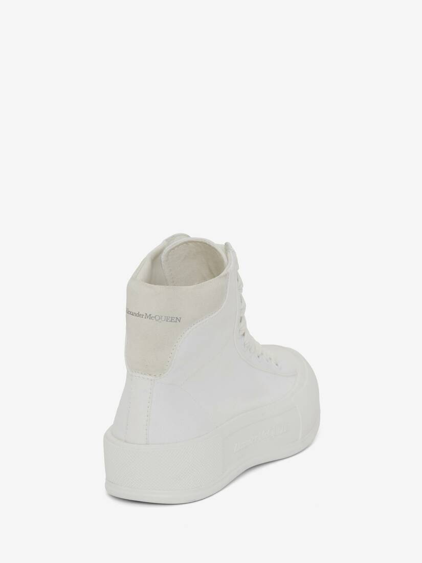 High-top Deck Plimsoll  in Optical White - 3