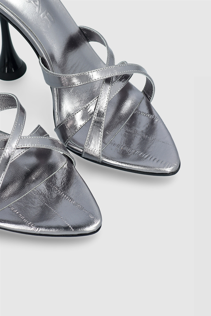 Juliette Inox Eel Embossed Metallic Leather Sandal - 3