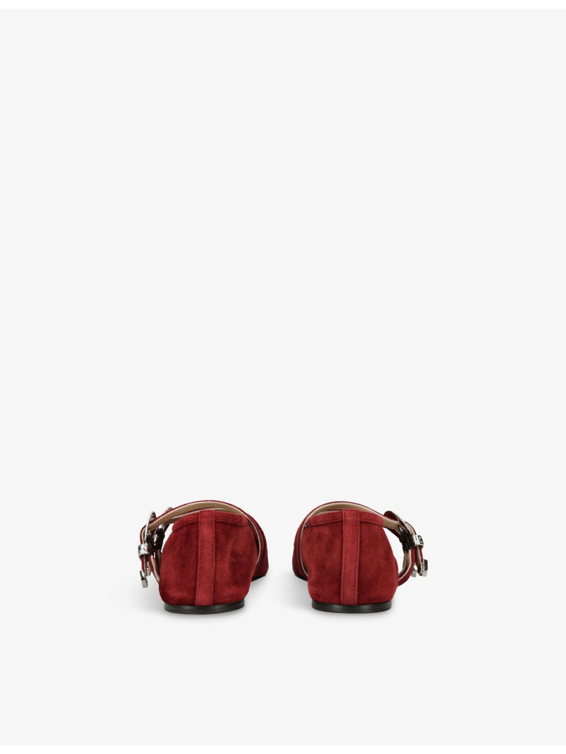 LE MONDE BÉRYL Claudia Double-Buckle Suede Slippers outlook