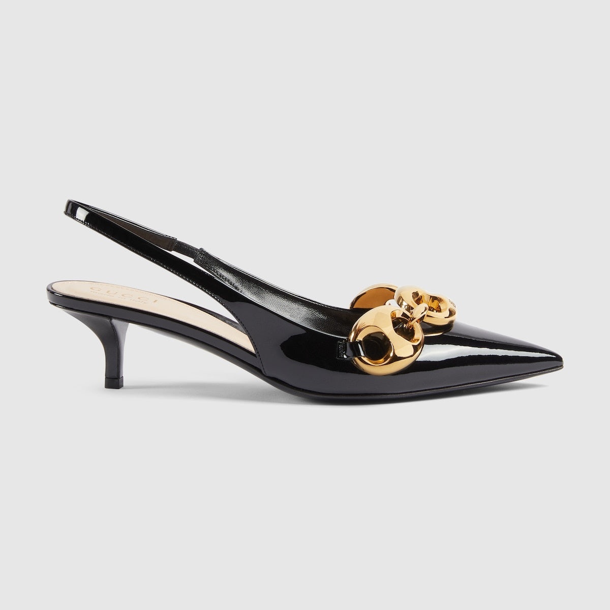 Gucci Marina Chain Patent Leather Slingback Pumps - 1