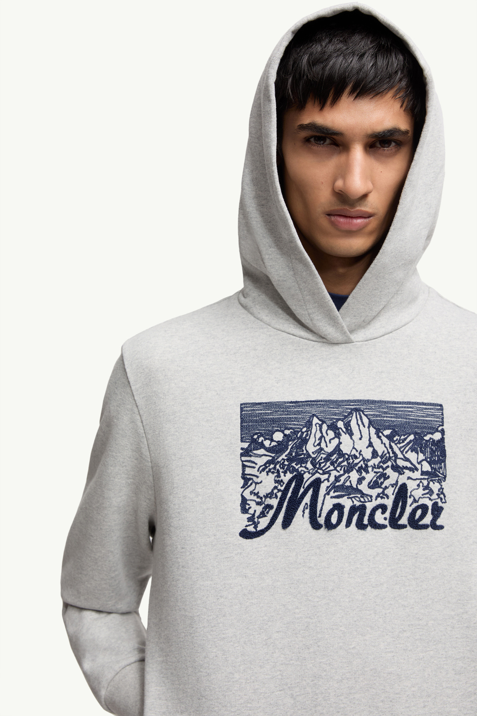 Embroidered Mountain Logo Cotton Hoodie - 6