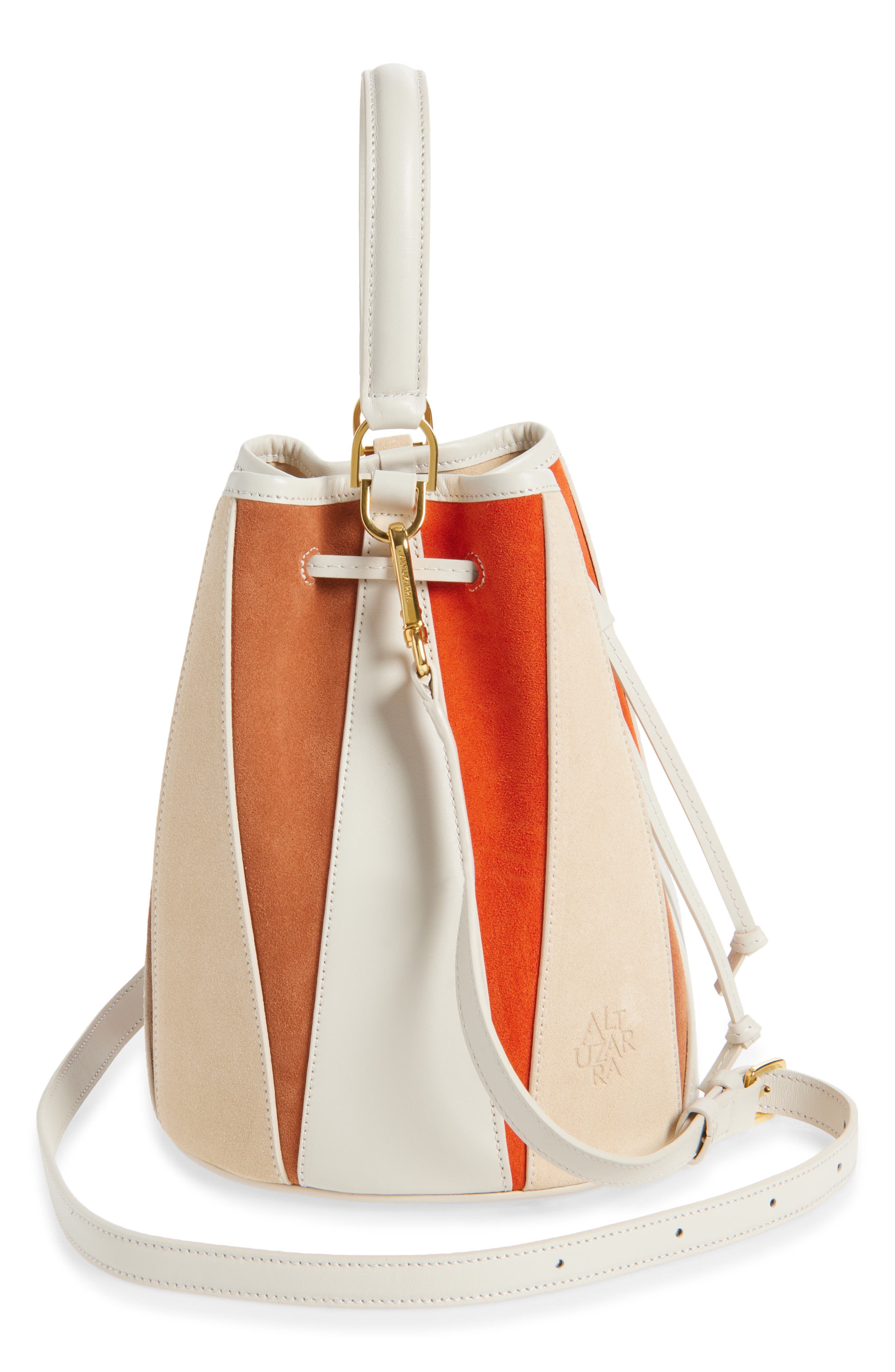 Altuzarra Small Drum Mixed Leather Bucket Bag in Patchwork/Ivory at Nordstrom - 6