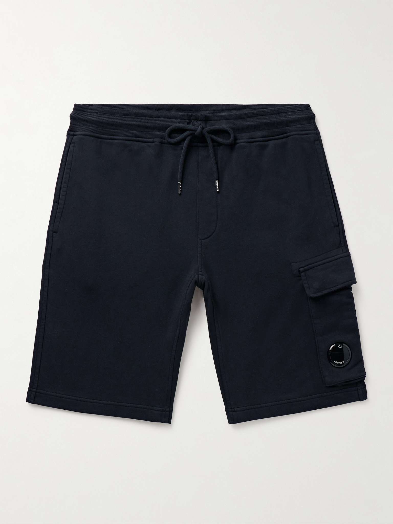 Slim-Fit Straight-Leg Logo-Appliquéd Cotton-Jersey Drawstring Cargo Shorts - 1