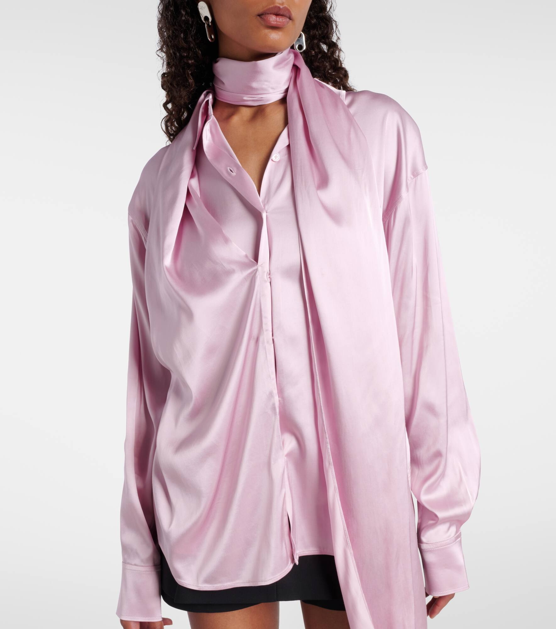 Scarf-detail satin blouse - 6