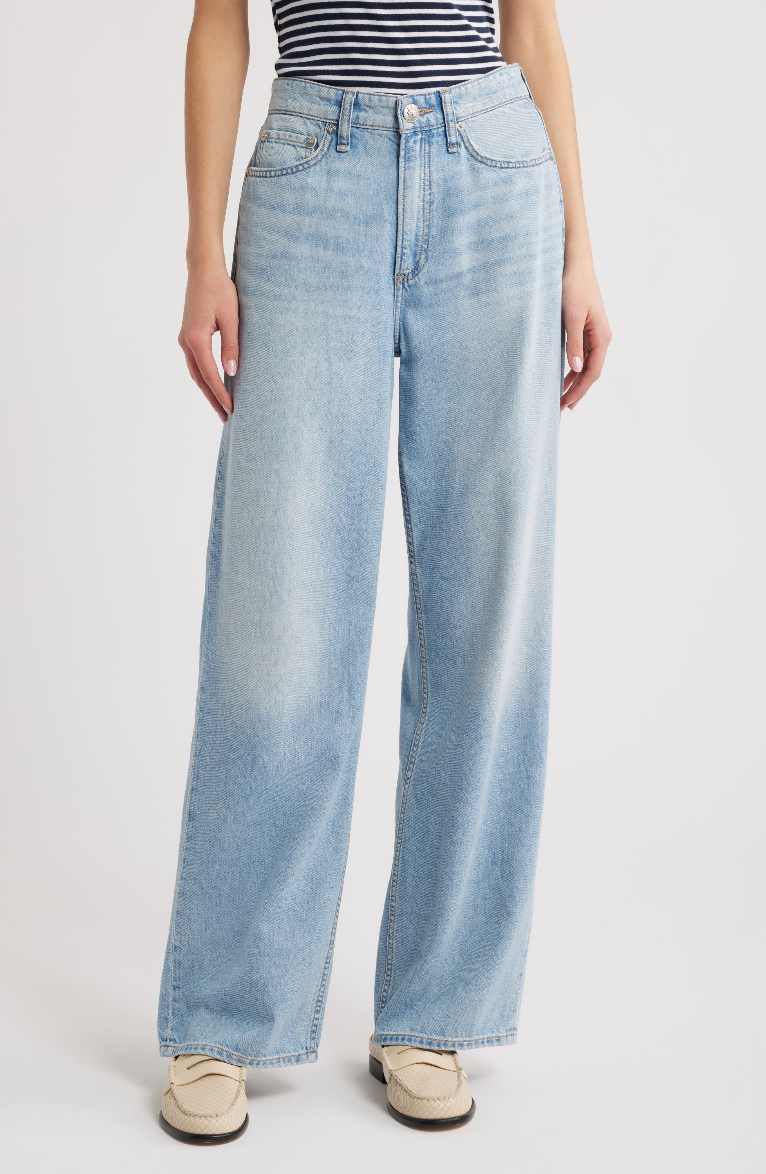 rag & bone Featherweight Logan Mid Rise Wide Leg Jeans in Greenport at Nordstrom - 1