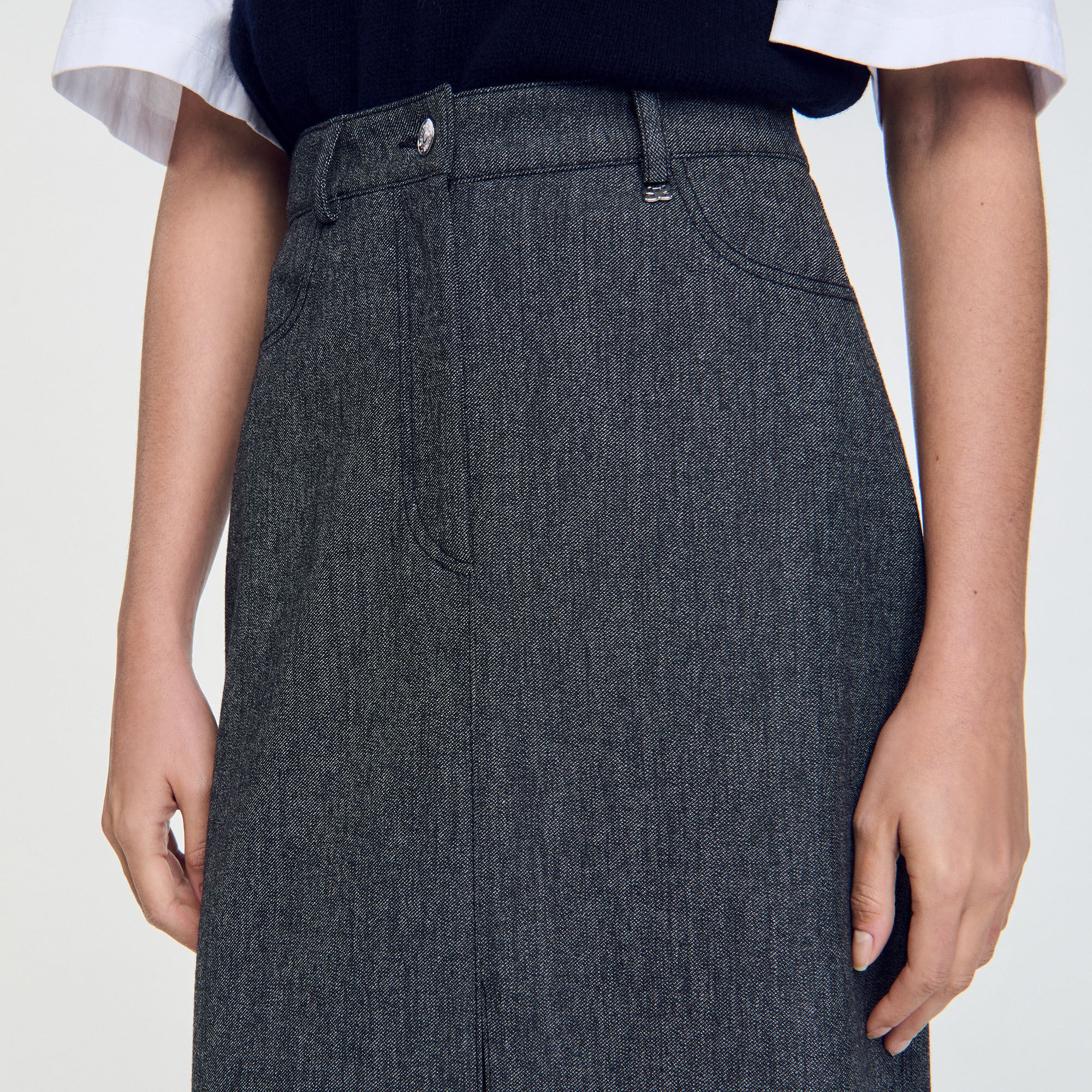 LONG SLIT SKIRT - 4