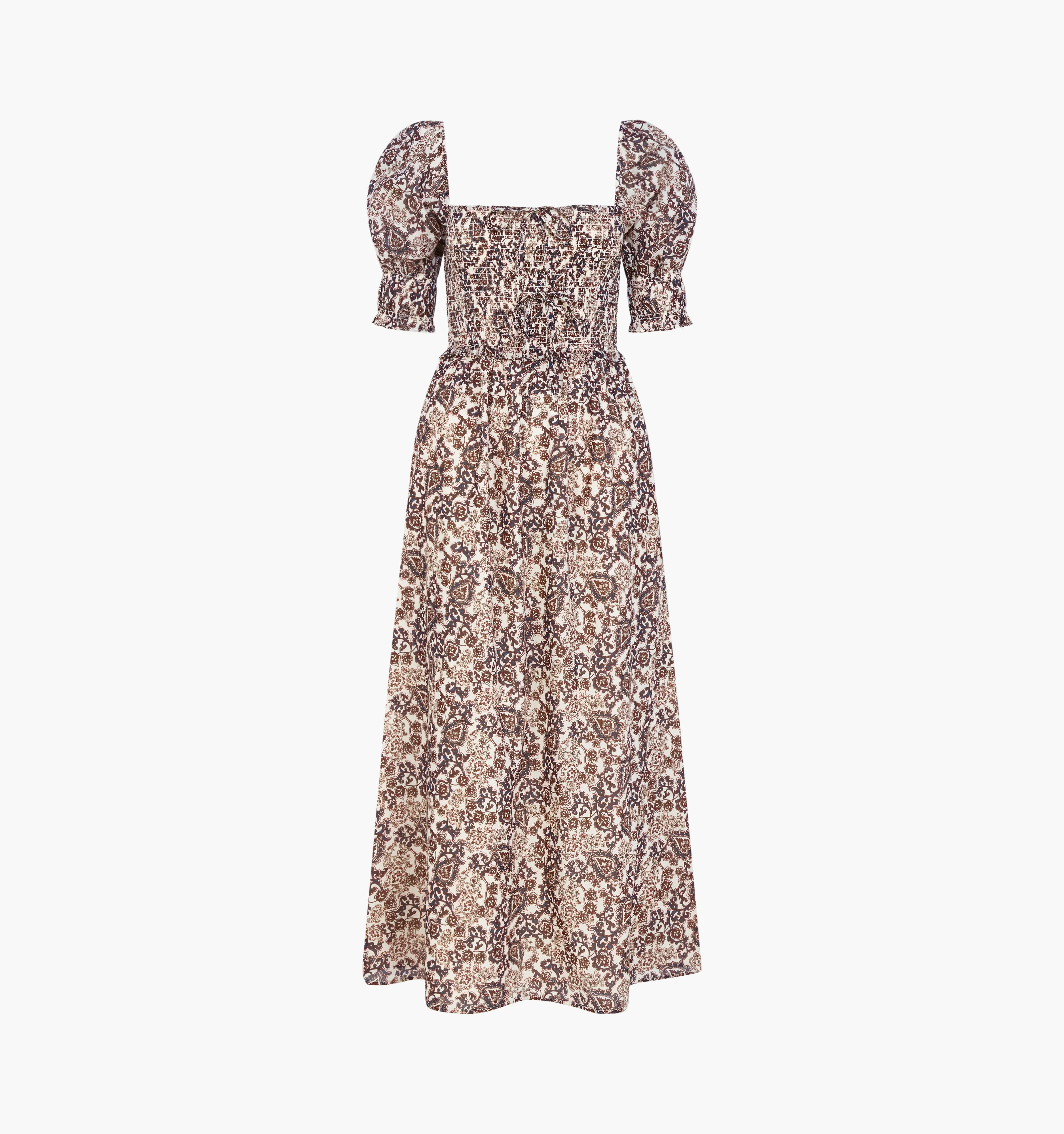 The Malene Nap Dress - Chedworth Paisley Brown - 1