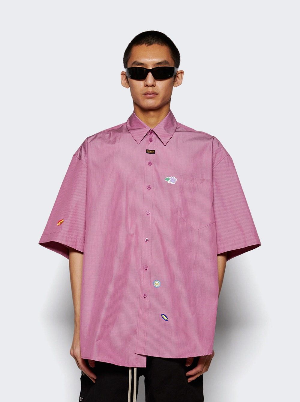 Short Sleeve Boxy Wrap Shirt Purple - 2
