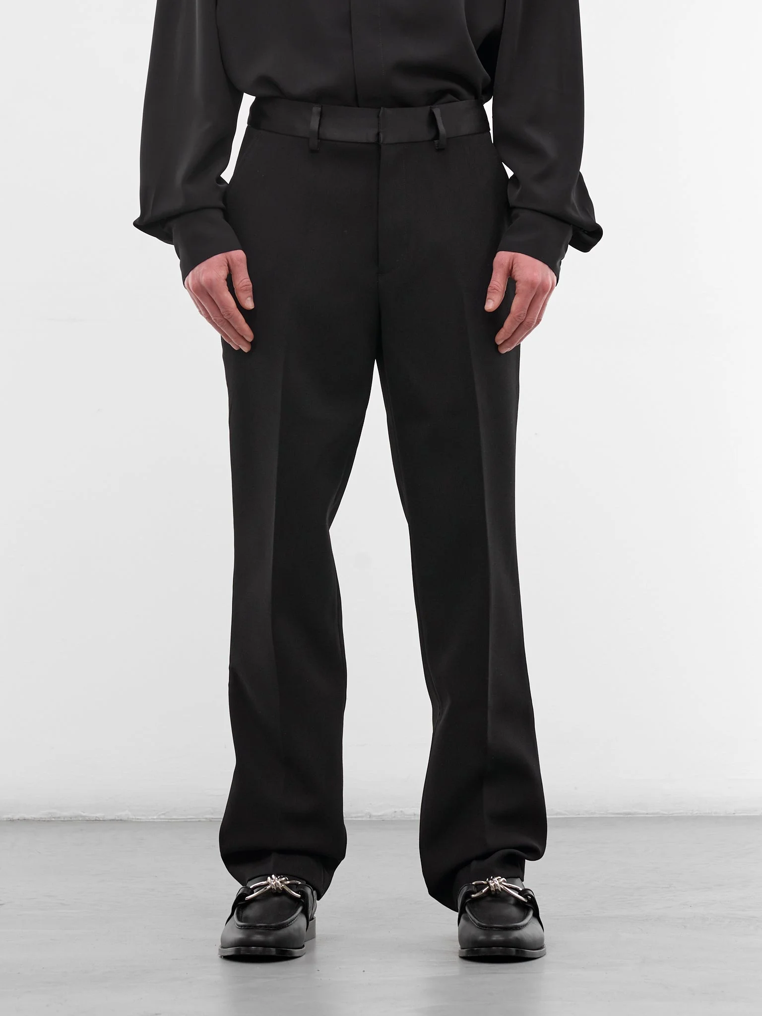 Black Poly Tailored Suiting Trousers - 1