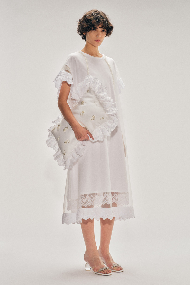 Simone Rocha Beaded Layered Liquid Lace Trim Smock Dress outlook