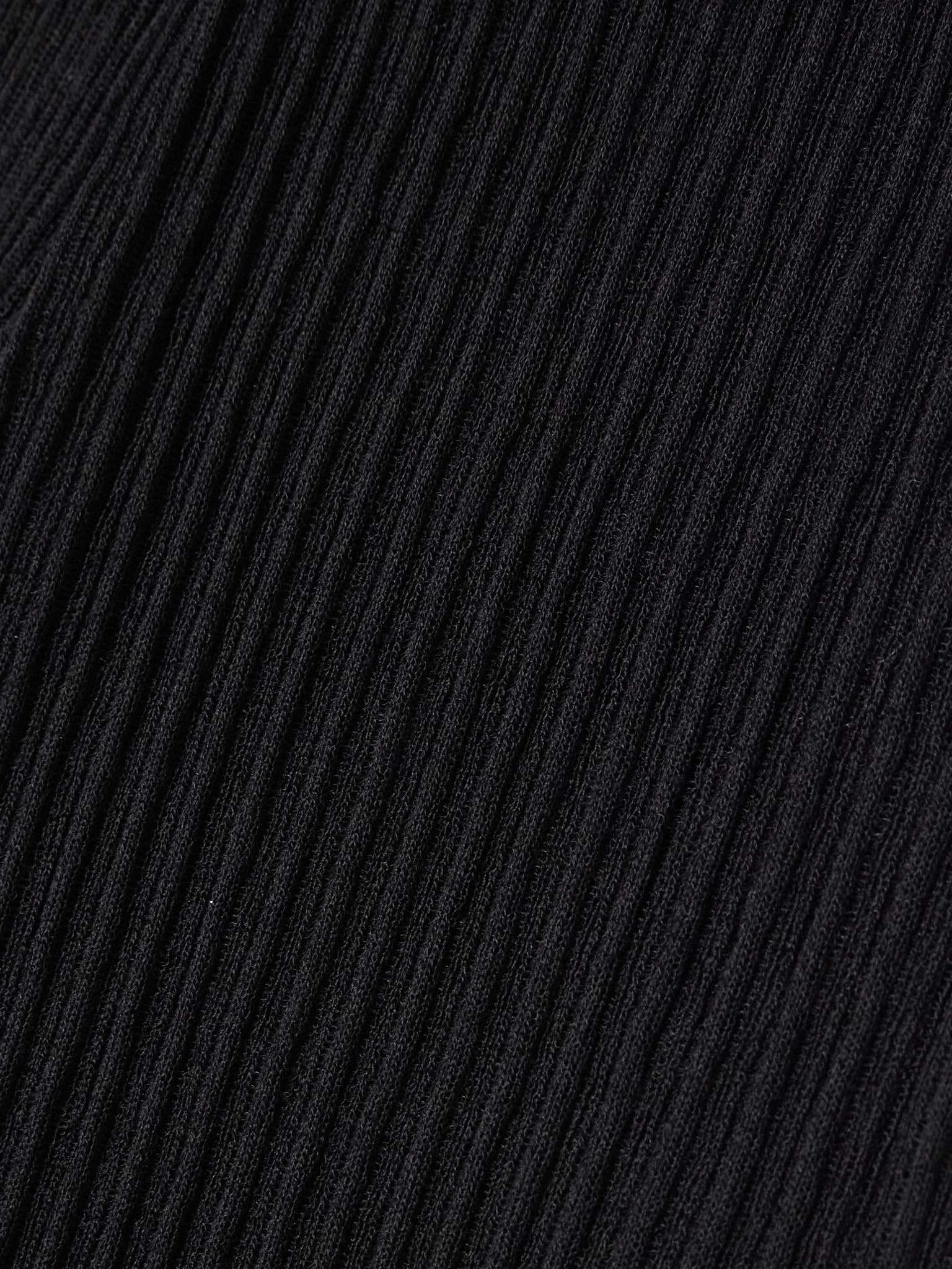 Ribbed-knit wide-leg pants - Onyx Black - 5
