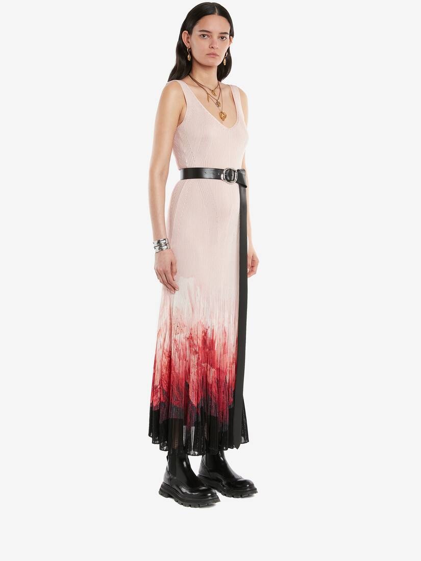 Paper Flower Engineered Knit Dress in Rose Gold - 4