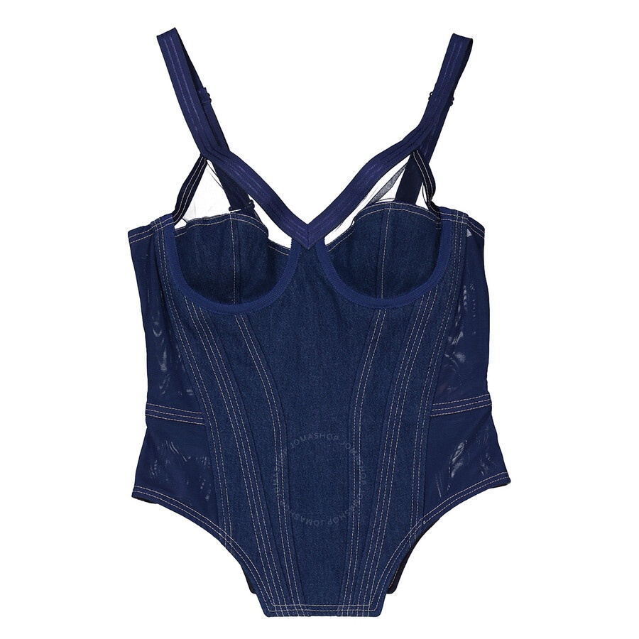 Burberry Ladies Dark Canvas Blue Denim Corset Top - 5