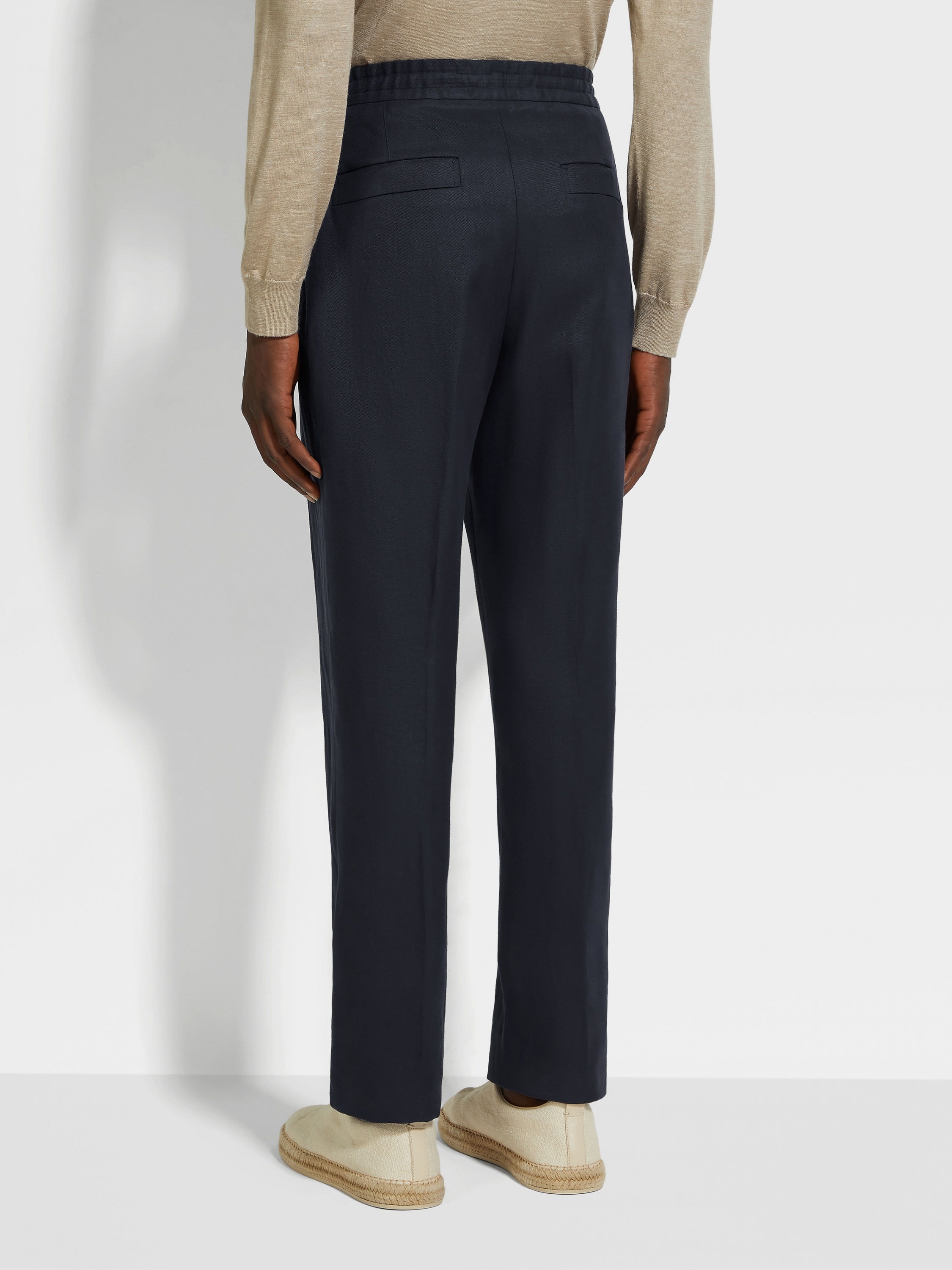 NAVY BLUE OASI LINO PANTS - 6