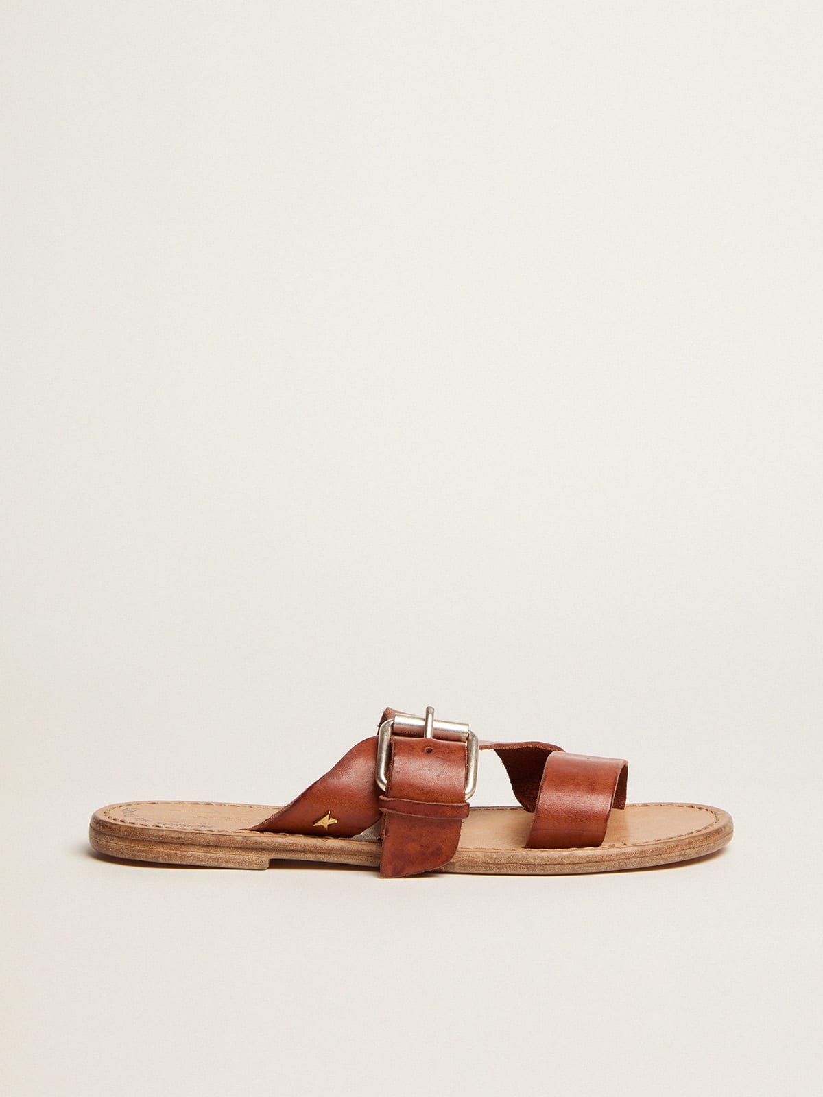 Margaret flat sandals in resin-coated leather - 1