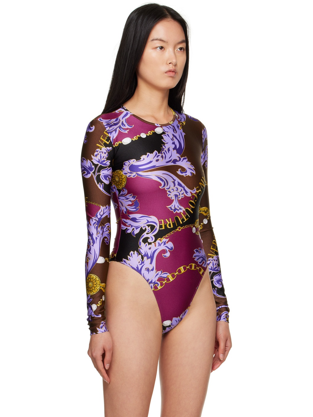 Purple Chain Couture Bodysuit - 4