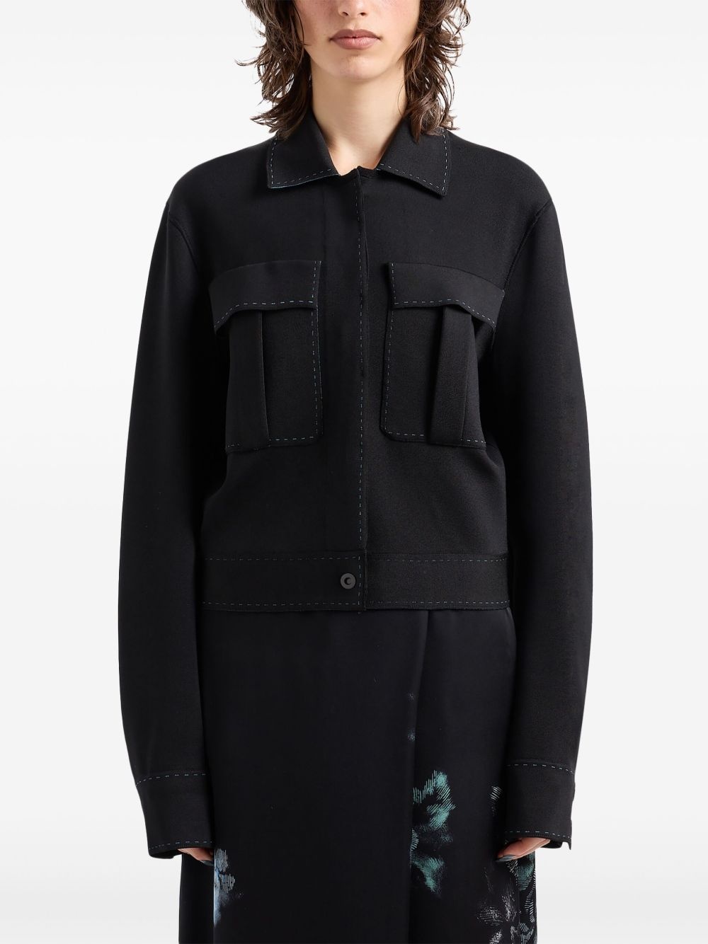 buttoned-up contrasting jacket - 2