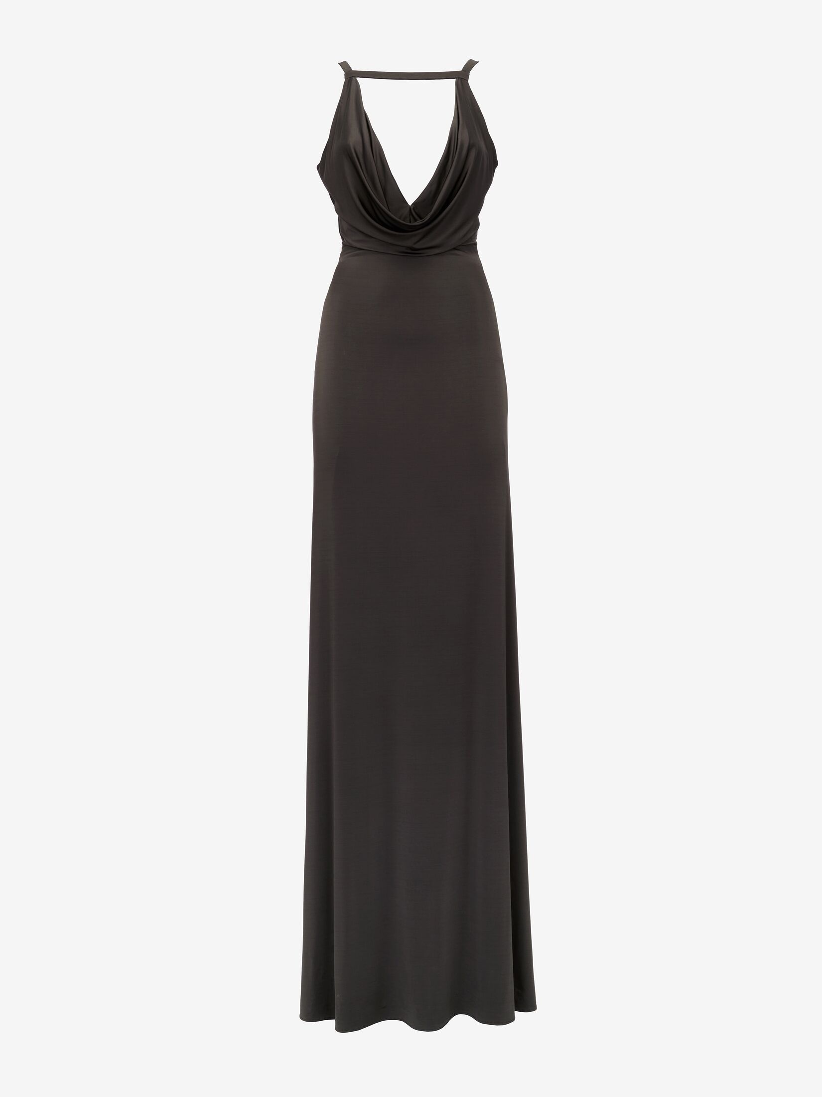 Women's Cowl Neck Evening Dress in Ebony - 1