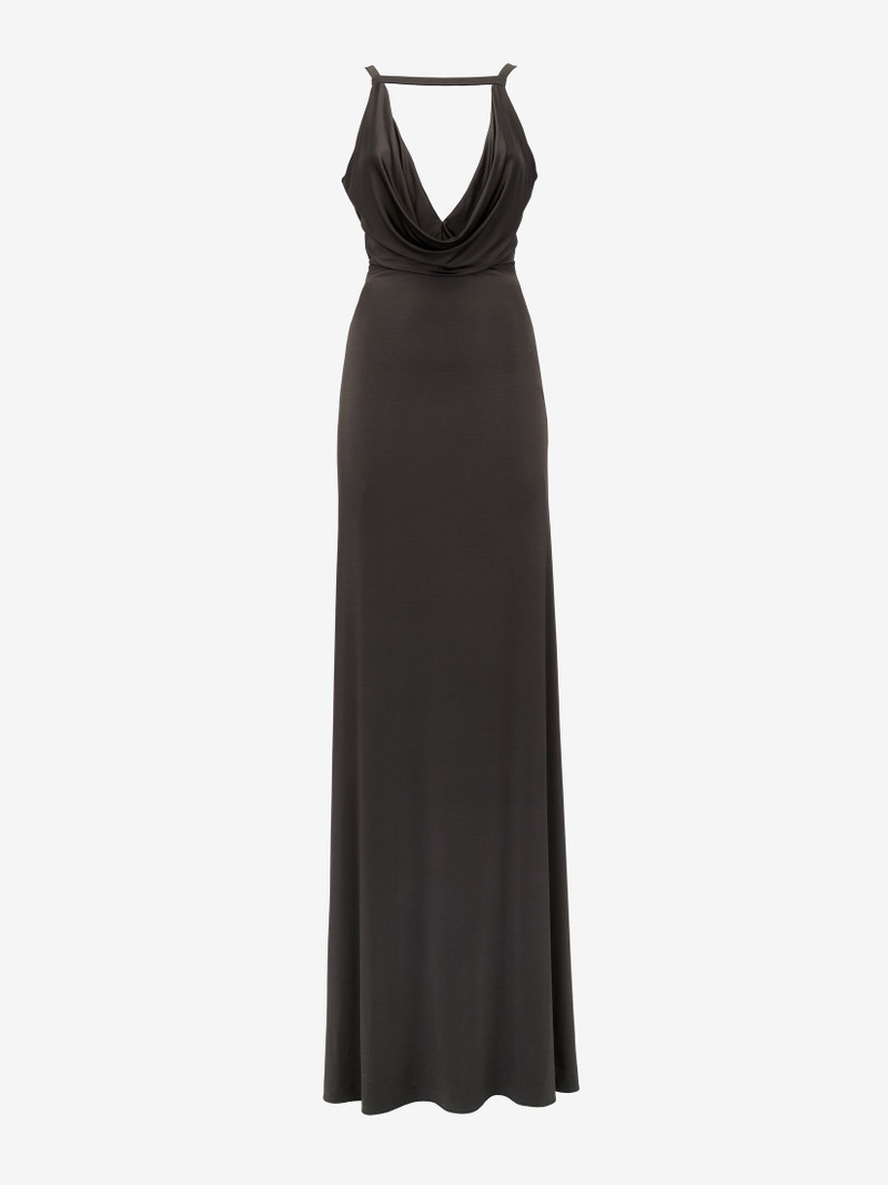 Women's Cowl Neck Evening Dress in Ebony 1