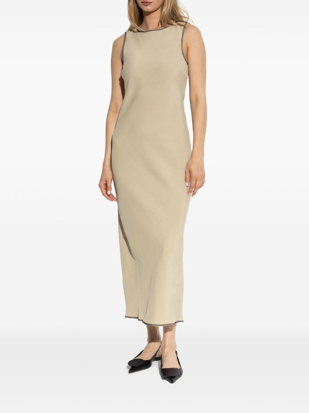 contrast-stitching maxi dress - 3